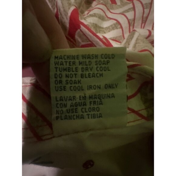 Bamboo Cay Mens Hawaiian Shirt M Red Beige Palm Leaf 100% Cotton Lawn Made In Ko - Picture 5 of 6